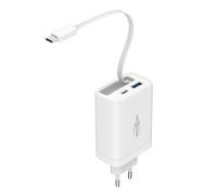 Ansmann Chargeur USB 230PD - 30W Power Delivery, 1x USB-A + 2x USB-C, câble intégré, blanc