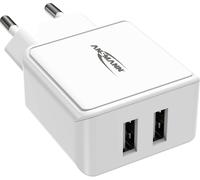 Ansmann Chargeur USB HC212 – 12 W, Smart IC, 2 ports USB‑A 2,4 A – Blanc