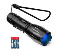 ANSMANN lampe de poche, lampe UV, lampe LED, 400nm, focalisation continue, 4 modes d'éclairage, pour le contrôle de la propreté, la recherche d'ambre, la recherche d'appâts à la pêche