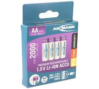Ansmann Mignon AA Batterie lithium-ion 1,5 V, type min. 1800 mAh 2000 mAh, avec câble de charge USB-C 4 en 1, 4 blisters en papier