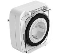ANSMANN Minuterie d'extérieur AES7, minuterie mécanique de 24 Heures répète Chaque Jour Le Temps programmé, Max 16A - 3680W, Blanc