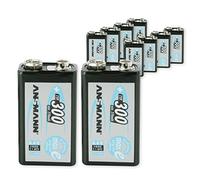 ANSMANN Pack de 10 Piles Rechargeable NiMH maxE Batterie carrée 9V (E) Type 300 (Min. 270 mAh) Faible Décharge PP3 6F22