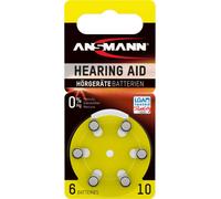 ANSMANN Piles auditives 10 (6 pièces) - Piles Bouton Type 10 P10 ZL4 PR70 pour Aides auditives - Piles Plates pour appareils auditifs, amplificateurs sonores, prothèses auditives - Jaune