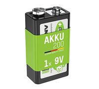 ANSMANN Pile 6F22 9V 200 mAh NiMH Rechargeable (1 PCE) - Bloc Alimentation 9V à Faible autodécharge et Haute capacité - Pile 9V idéale pour Les flashs d'appareils Photo, Les Lampes de Poche, etc.