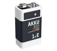 ANSMANN Pile 6LR61 9V 300 mAh NiMH Rechargeable (1 PCE) - Bloc Alimentation 9V à Faible autodécharge et Haute capacité - Pile 9V idéale pour détecteur de fumée, Jouets, radios, etc.