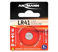 ANSMANN Pile alcaline LR41 1,5V (1 PCE) - Pile Bouton idéale pour calculatrices, Jouets électroniques, Livres interactifs, etc. - Pile Plate fiable et résistante d'une capacité de 35 mAh