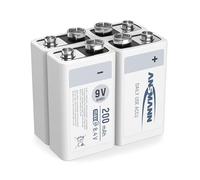 ANSMANN Piles 6F22 9V 200 mAh NiMH Rechargeables (Lot de 4) - Bloc Alimentation 9V à Faible autodécharge et Haute capacité - Piles 9V idéales pour Les Lampes de Poche,Les Jouets pour Enfants, etc.
