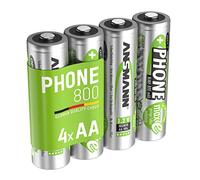 ANSMANN Piles AA 800 mAh NiMH 1,2 V rechargeables (lot de 4) - Piles rechargeables pour téléphone sans fil, babyphone, talkie-walkie, etc. - Accumulateurs AA livrés pré-chargés