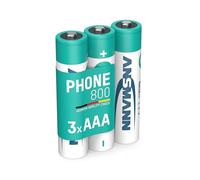 ANSMANN Piles AAA 800 mAh NiMH 1,2 V rechargeables (lot de 3) - Piles rechargeables pour téléphone fixe sans fil, babyphone, talkie-walkie, etc. - Accumulateurs AAA à faible autodécharge