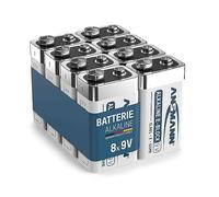 ANSMANN Piles alcalines 6LR61 (8 pces) - Lot de Piles 9V pour détecteur de fumée, détecteur de Mouvement, système d'alarme, etc. - Piles puissantes et à la Longue durée de Stockage