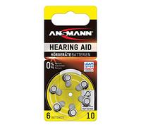ANSMANN Piles auditives 10 (6 pièces) - Piles Bouton Type 10 P10 ZL4 PR70 pour Aides auditives - Piles Plates pour appareils auditifs, amplificateurs sonores, prothèses auditives - Jaune