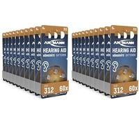ANSMANN Piles auditives 312 (Lot de 120) - Piles Bouton pour Aides auditives P312 ZL3 PR41 - Piles Plates pour appareils auditifs, amplificateurs sonores - Marron