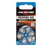 ANSMANN Piles auditives 675 (lot de 6x1) - Piles bouton pour aides auditives P675 ZL1 PR44 1,45V - Piles plates pour appareils auditifs, amplificateurs sonores, prothèses auditives - Bleu