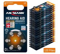 Ansmann Piles auditives Type 13 A13/PR48 – zinc‑air – Lot de 120 – Orange