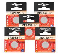ANSMANN Piles bouton CR2032 3V 240 mAh (lot de 5) - Piles plates standard de qualité supérieure - Piles bouton lithium pour appareil de paiement sans contact, système d'ouverture de garage, etc.