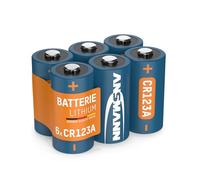 ANSMANN Piles lithium CR123A 3V (lot de 6) - Piles 3V adaptées aux caméras, lampes de poche, systèmes d’alarmes, etc. - Piles jetables résistantes et à hautes performances