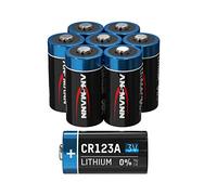 ANSMANN Piles lithium CR123A 3V (lot de 8) - Piles 3V adaptées aux caméras, lampes de poche, systèmes d’alarmes, etc. - Piles jetables résistantes et à hautes performances