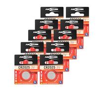 ANSMANN Piles Plates 3V 160 mAh CR2025 (10 pièces) - Piles Bouton pour e Voiture électronique, télécommande, Montre, Terminal de Carte bancaire, etc. - Piles Lithium de qualité supérieure