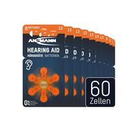 ANSMANN Piles pour appareils auditifs 13 1,4 V (60 pièces) - Piles auditives Made in Germany - Piles Plates de Type 13 A13 P13 13AE DA13 PR48 13HPX AZA13 DA13N6