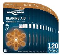 ANSMANN Piles pour appareils auditifs 312 1,4 V (120 pièces) - Piles auditives Made in Germany - Piles Plates de Type 312 PR41 A312 P312 312AE DA312 312 HPX AZA 312