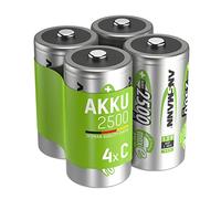 ANSMANN Piles Rechargeables C NiMH 2500 mAh 1,2V (Lot de 4) - Piles HR14 à Haute capacité & Faible autodécharge - Accumulateurs pour Jouet pour Enfant, télécommande, Lampe Torche, Radio-réveil, etc.