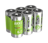 ANSMANN Piles Rechargeables C NiMH 2500 mAh 1,2V (Lot de 6) - Piles HR14 à Haute capacité & Faible autodécharge - Accumulateurs pour Jouet pour Enfant, télécommande, Lampe Torche, Radio-réveil, etc.