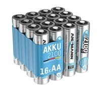 ANSMANN Piles rechargeables HR6 NiMH 2100 mAh 1,2 V (lot de 16) - Piles rechargeables Mignon AA à faible autodécharge - Accumulateurs pour appareils énergivores (manette de Xbox, lampe frontale, etc.)