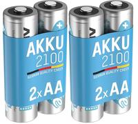 ANSMANN Piles Rechargeables HR6 NiMH 2100 mAh 1,2 V (Lot de 4) - Piles Rechargeables Mignon AA à Faible autodécharge - Accumulateurs pour appareils énergivores (Manette de Xbox, Lampe Frontale, etc.)