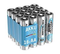 ANSMANN Piles rechargeables HR6 NiMH 2500 mAh 1,2 V (lot de 16) - Piles rechargeables Mignon AA à faible autodécharge - Accumulateurs pour appareils énergivores (radio-réveils, lampes torches, etc.)