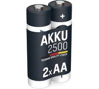 ANSMANN Piles Rechargeables HR6 NiMH 2500 mAh 1,2 V (Lot de 2) - Piles Rechargeables Mignon AA à Faible autodécharge - Accumulateurs pour appareils énergivores (Radio-réveils, Lampes Torches, etc.)