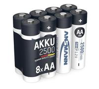 ANSMANN Piles rechargeables HR6 NiMH 2500 mAh 1,2 V (lot de 8) - Piles rechargeables Mignon AA à faible autodécharge - Accumulateurs pour appareils énergivores (radio-réveils, lampes torches, etc.)