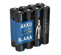 ANSMANN Piles Rechargeables Micro AAA 1050 mAh NiMH 1,2 V (Lot de 8) - Piles Micro AAA à Haute capacité - Accumulateurs pour appareils gourmands en énergie (Brosse à dent électrique, Lampe de Poche)
