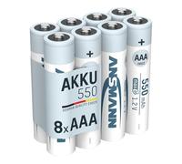 ANSMANN Piles Rechargeables Micro AAA 550 mAh (Lot de 8) - Piles NiMH HR03 1,2V à Faible autodécharge - Piles réutilisables idéales pour télécommande, Clavier sans Fil, etc.