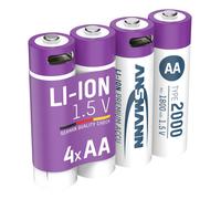 Ansmann Piles rechargeables Mignon AA - 2 000 mAh 4 pièces - câble de chargement inclus