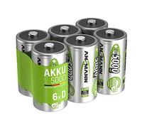 ANSMANN Piles rechargeables Mono D 5000 mAh 1,2 V (lot de 6) - Piles HR20 rechargeables à faible autodécharge - Accumulateurs idéaux pour les radios, haut-parleurs portables, jouets, etc.