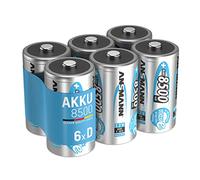 ANSMANN Piles rechargeables Mono D 8500 mAh 1,2 V (lot de 6) - Piles HR20 rechargeables à faible autodécharge - Accumulateurs idéaux pour les jouets, lampes torches, flashs d'appareils photos, etc.