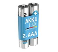 ANSMANN Piles rechargeables NiMH Micro AAA 1000 mAh (lot de 2) - Piles HR6 à faible autodécharge & haute capacité - Petits accumulateurs pour appareils énergivores (caméras, appareils de mesure, etc.)