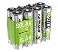 ANSMANN Piles solaires rechargeables Mignon AA 800 mAh 1,2V (lot de 6) - Piles rechargeables pour lampes solaires, décorations de jardin, etc.- Piles HR6 à faible autodécharge et sans effet mémoire