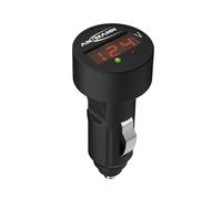 ANSMANN Power Check 12V/24V (1 pce) - Testeur de batterie de voiture à brancher sur la prise allume-cigare - Tensiomètre professionnel pour batterie auto - Noir