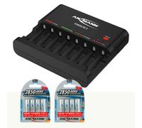 Ansmann Powerline 1001-0006-US-590-2 Powerline 8 AAA & AA Chargeur de batterie intelligent pour AA, AAA avec fonction de décharge + piles AA hybrides 2850 mAh (lot de 8)