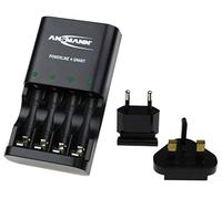 ANSMANN Powerline 4 Chargeur de Batterie Intelligent AA et AAA pour Piles NiMH NiCD Rechargeables avec Prise Britannique et Affichage Couleur LED Multiples - Charge et Surveillance Individuelles