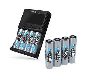 ANSMANN Powerline 4 Chargeur de Batterie pour accus AA/AAA/C/D NiMH & Piles Rondes Li-ION 18650/26650 Chargeur de Batterie avec 4 programmes de Charge, y Compris 8X accus NiMH AA2850