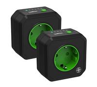 ANSMANN Prises programmables AES1 (lot de 2) - Prise minuteur à économie d’énergie avec compte à rebours - Prise réglable à intervalle de temps sélectionnable pour radiateur, fer à repasser - Noir