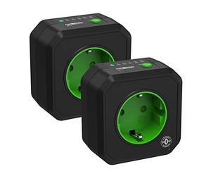 ANSMANN Prises programmables AES1 (lot de 2) - Prise minuteur à économie d’énergie avec compte à rebours - Prise réglable à intervalle de temps sélectionnable pour radiateur, fer à repasser - Noir
