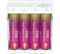 ANSMANN Chargeur Lithium Pure Power avec 4 Piles Rechargeables AA Haute capacité et Module de Charge, Longue autonomie, Technologie de Protection, idéal pour appareils à Forte consommation d’énergie