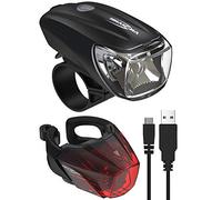 ANSMANN Set d'éclairage de sécurité pour vélo - Éclairage pour vélo Comprenant Phare Avant et feu arrière Rechargeables - Ensemble lumière vélo résistant aux intempéries