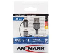 ANSMANN USB 2in1 - Câble de chargement / de données - USB mâle pour Micro-USB de type B, Lightning mâle - 1 m - noir