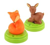ANSMANN Veilleuses LED "Renard" & "Biche" - Veilleuses bébé à la lumière douce avec capteur tactile et minuterie - Mini lampe de chevet pour aider les petits bouts de choux à s'endormir