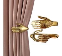 ANSNOW Embrasses de Rideaux Embrasses de Rideaux En Laiton, Crochet de Rideau Doré Gauche Droite, Accessoires de Rideau de Salon de Villa, Décoration Murale Rétro de Personnalité/Or/Alliage de Zinc