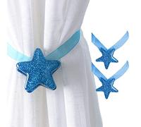 ANSNOW Ensemble de 2 Embrasses de Rideaux Magnétiques Étoiles, Embrasses de Corde de Ruban Embrasses de Rideaux Mignonnes À Boucle Pour Décoration de Fenêtre de Bureau À Domicile/Bleu